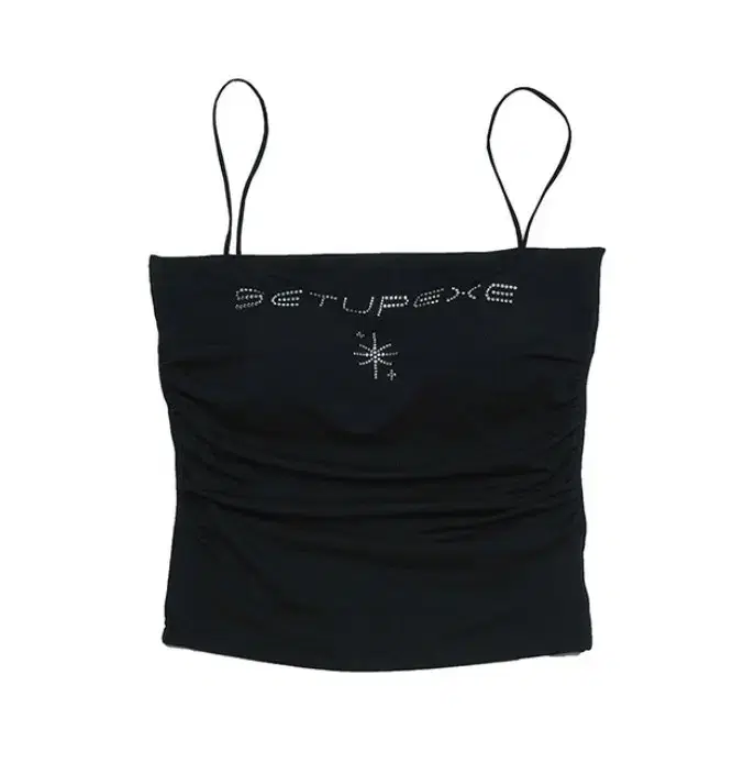 셋업이엑스이 Hotfix logo shirring Bra 블랙 브라탑